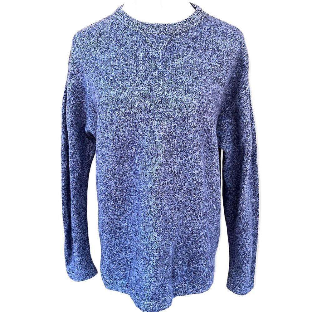 Vintage Northern Isles Wool Blue/Black Marled Knit Sweater Large